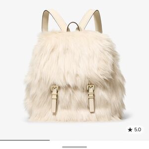 Michael Kors Quinn Faux Fur Cream Backpack